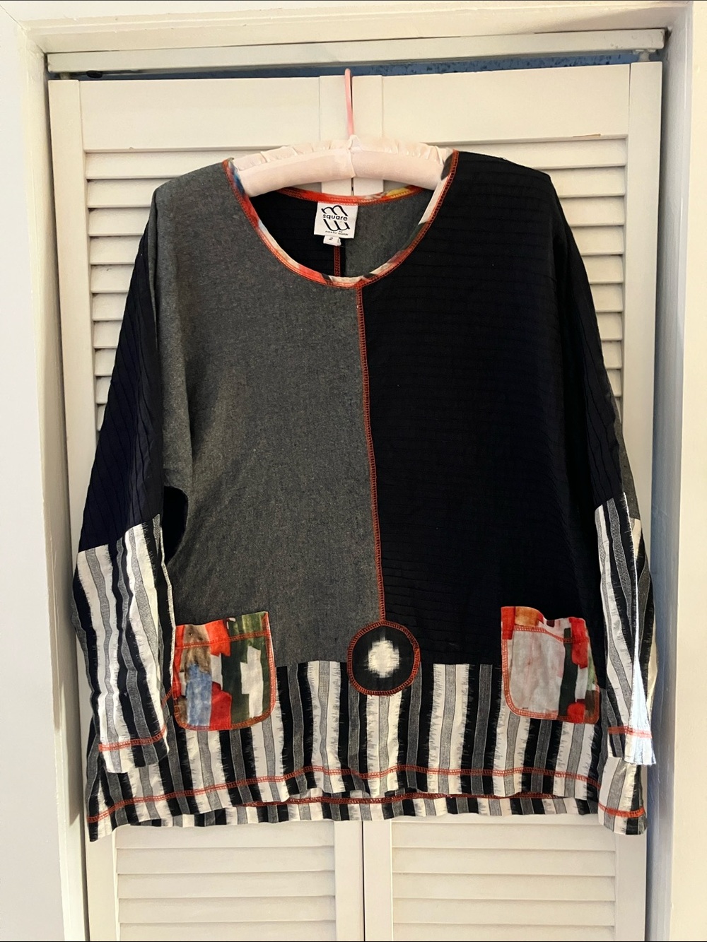 M Square by Neetu Malik Print Color Block Tunic Top Size 2 Oversized